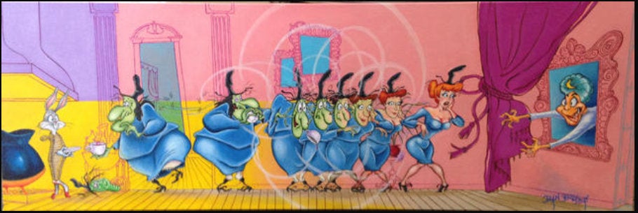 Witch Hazel Bugs Bunny Dan Bowden Signed Limited Edition Print on Canvas of 25
