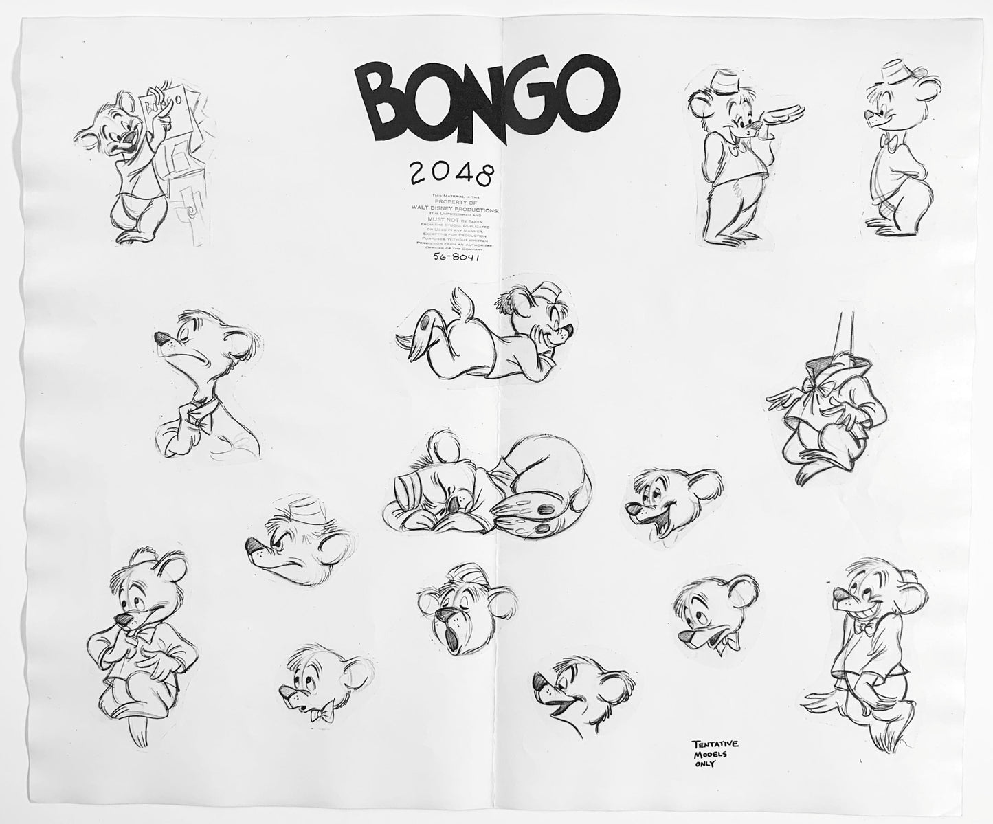 Bongo the Bear from Fun and Fancy Free by Walt Disney Productions and Animation Model Sheet from 1947 2