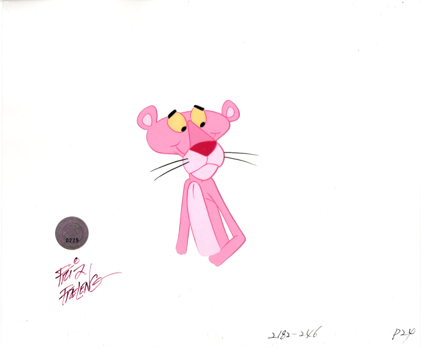 Pink Panther SIGNED Pink-lined Production Animation Cel 1978 from DePatie Freleng cm