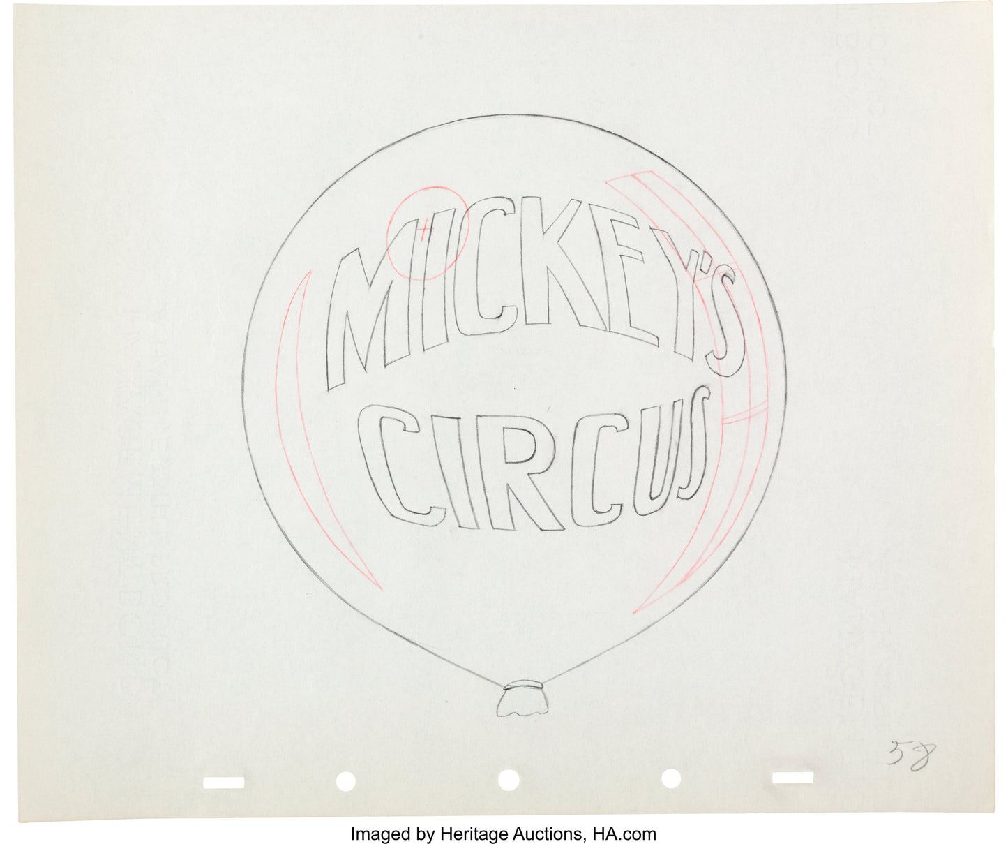 Mickey Mouse 1936 Original Production TITLE Animation Cel Drawing from Disney Mickey's Circus