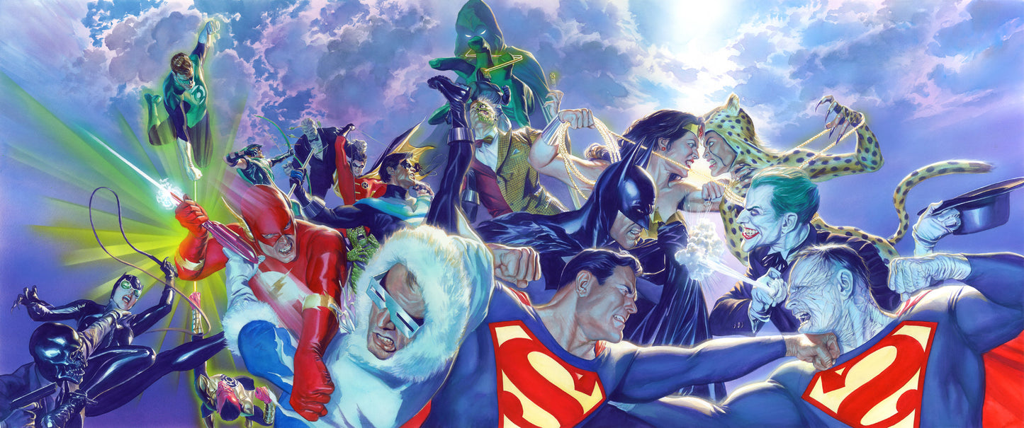 Alex Ross SIGNED Clash Batman Superman DC Giclee Print on Canvas Limited Edition