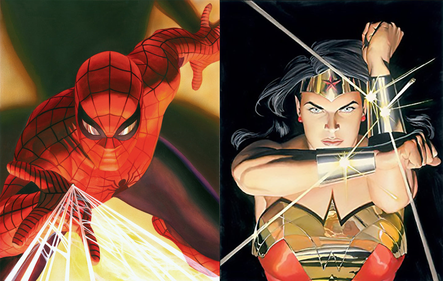 Alex Ross 2 LOT Spider-Man and Wonder Woman SDCC Exclusive Matted Lithographs on Paper - Each a Limited Edition of 250
