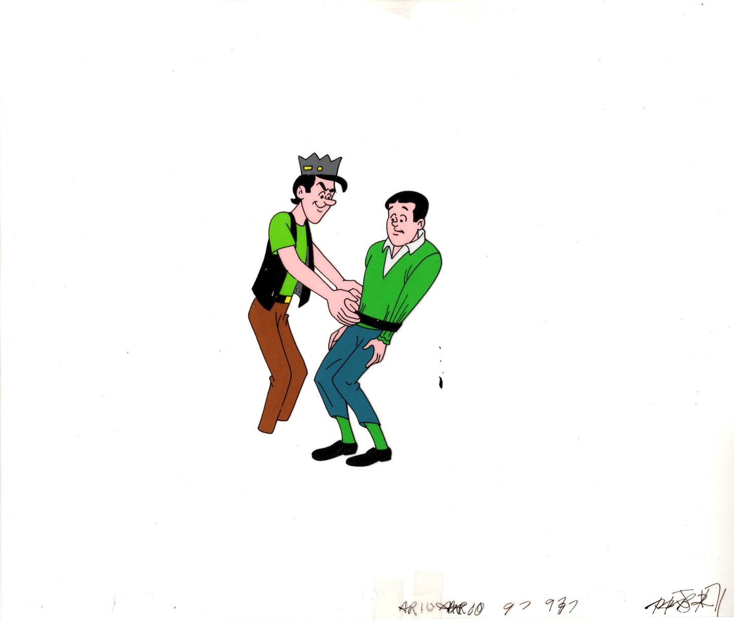 Archie Production Animation Art Cel Setup with Jughead and Reggie FIlmation 1968-1969 71