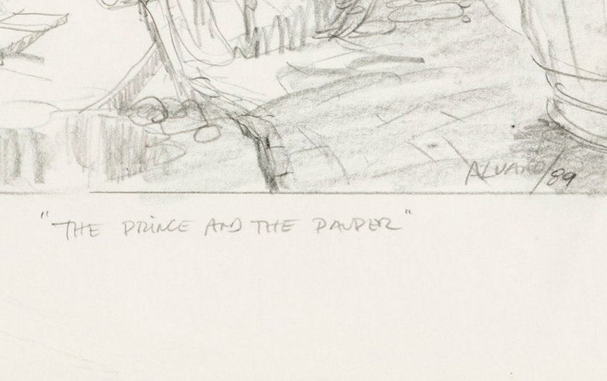 Prince and the Pauper 1989 Production Animation Concept Art from Disney Signed by Alvaro Arce