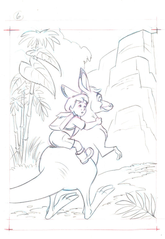Walt Disney Rescuers Down Under Book Page Illustration Drawing from Pete Alvarado Page 6