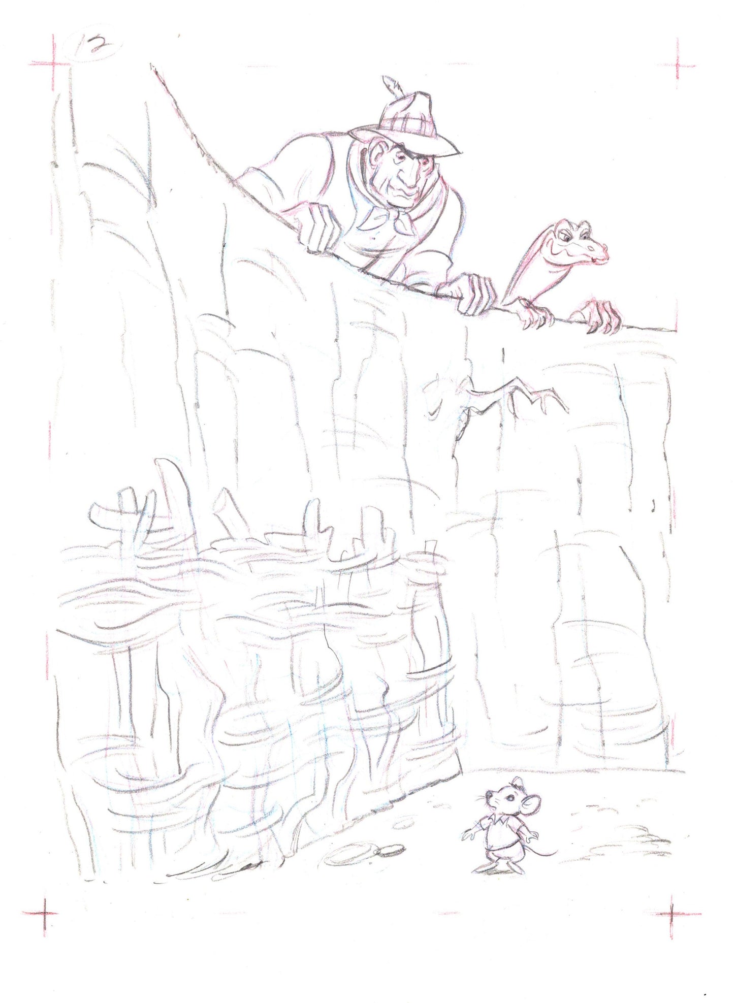 Walt Disney Rescuers Down Under Book Page Illustration Drawing from Pete Alvarado Page 12