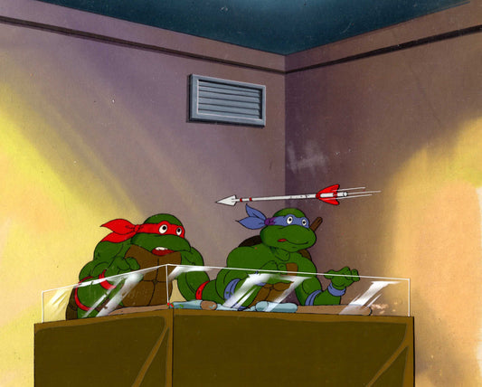 Teenage Mutant Ninja Turtles TMNT Original Production Animation Cel Setup and Master Production Background 1989 ar