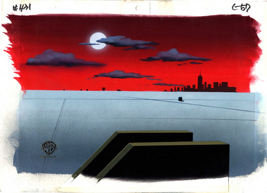 Batman The Animated Series Animation Production Background with Layout copy and drawing from Warner Brothers 67