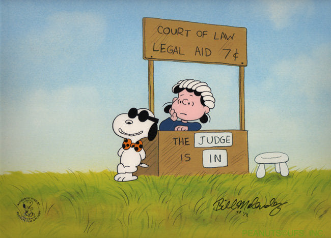 PEANUTS Legal Beagle Judge Lucy Snoopy Limited Edition of 150 Animation Cel Signed by Bill Melendez mlc12