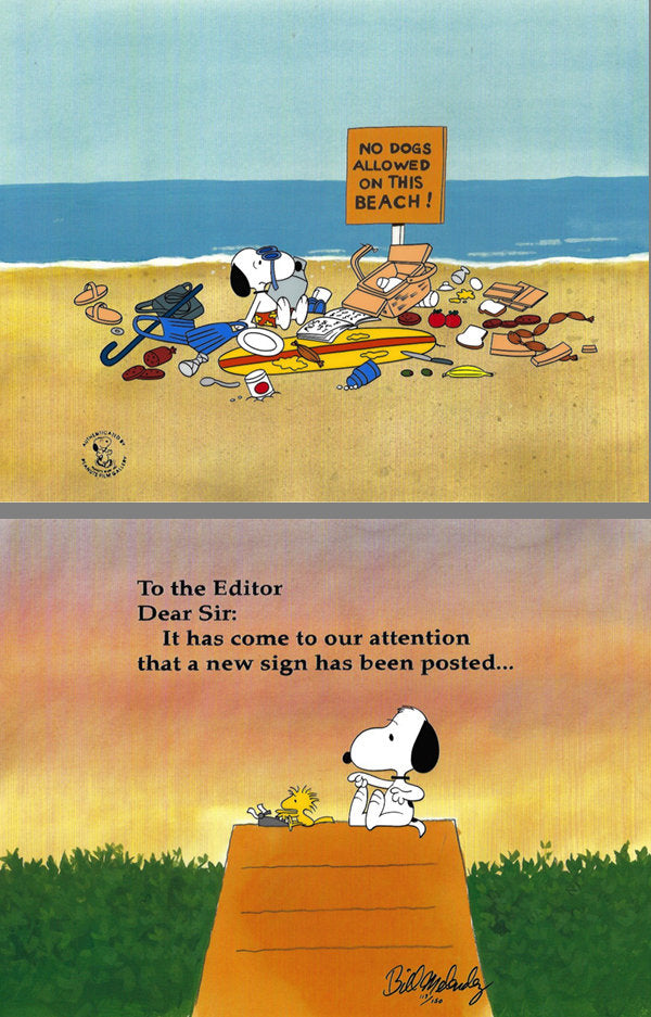 PEANUTS Diptych Letter to the Editor Snoopy Limited Edition of 150 Animation Cel Signed by Bill Melendez mlc10