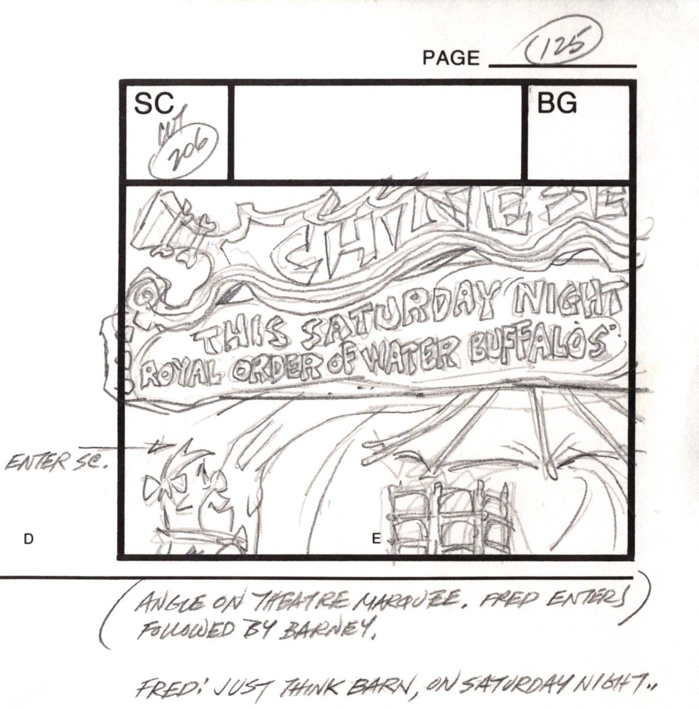 Flintstones Hollyrock-a-Bye Baby Chinese Theater Animation Storyboard from Hanna Barbera Signed by Bob Singer 1993 125