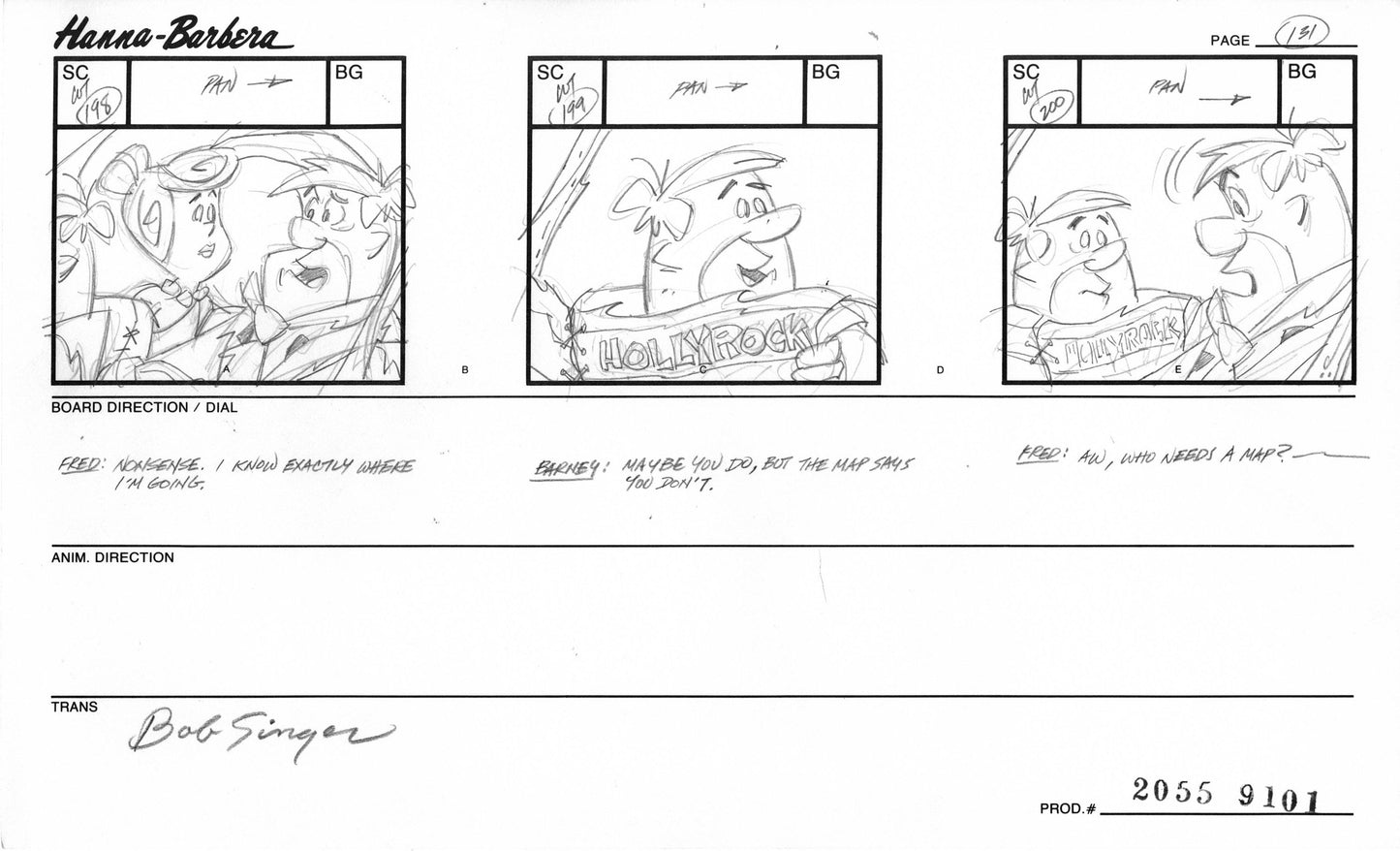 Flintstones Hollyrock-a-Bye Baby Animation Storyboard from Hanna Barbera Signed by Bob Singer 1993 131
