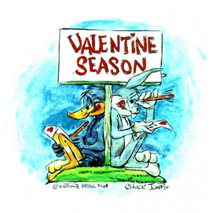 Chuck Jones Valentines Season Daffy Duck and Bugs Bunny Warner Brothers Giclee on Paper Limited Edition of 250