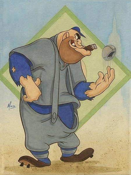 Mike Kupka Signed Baseball Bugs Bunny Gashouse Gorilla Warner Brothers Limited Edition of 87 Giclee on Paper