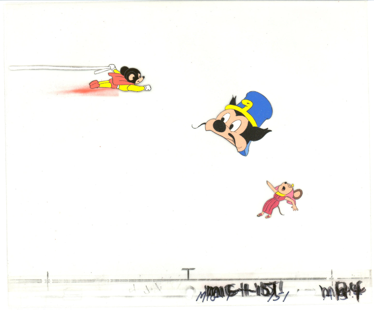 Mighty Mouse Cartoon Production Animation Cel Setup from Filmation Anime 1979-80 B2010