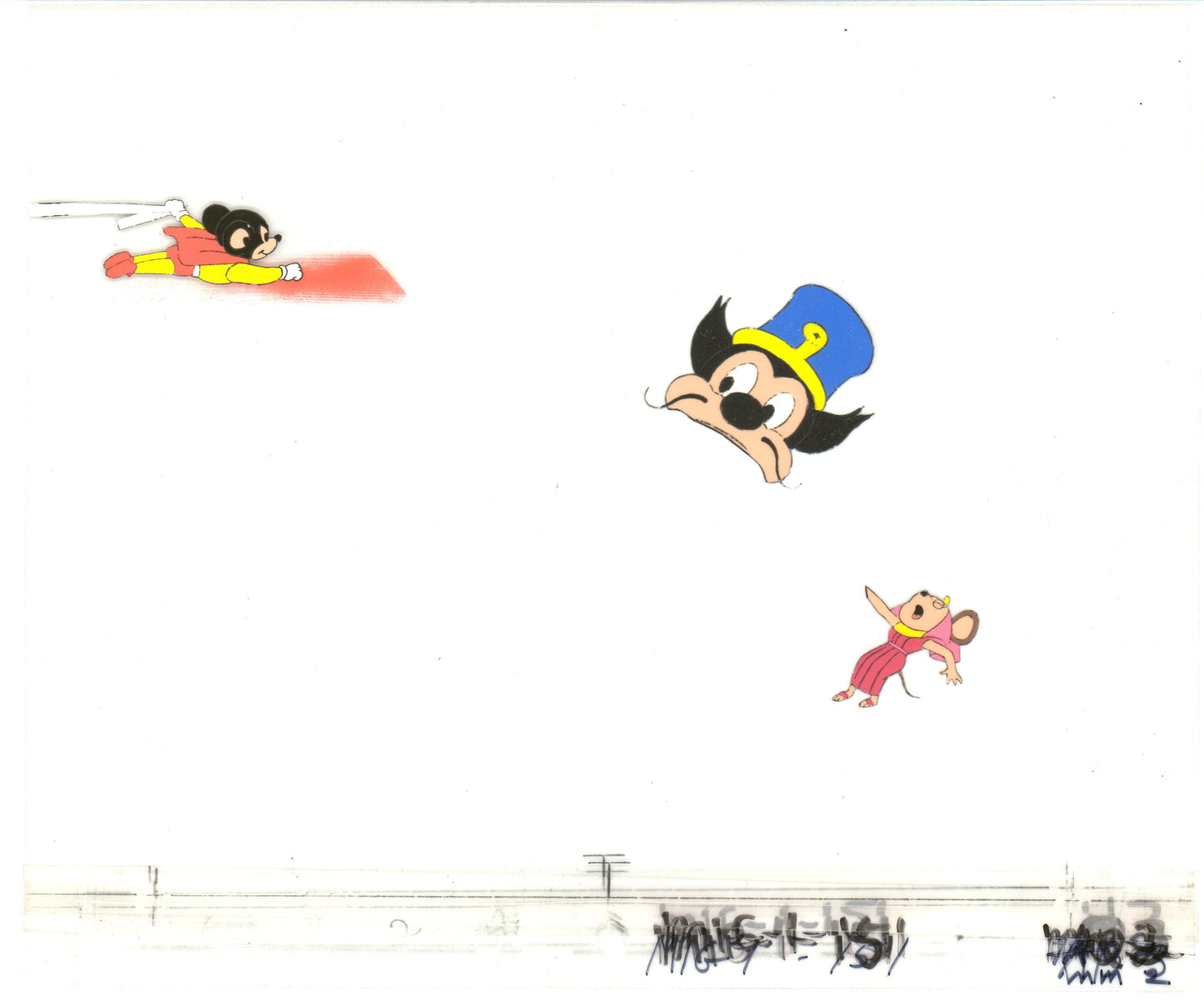 Mighty Mouse Cartoon Production Animation Cel Setup from Filmation Anime 1979-80 B2012