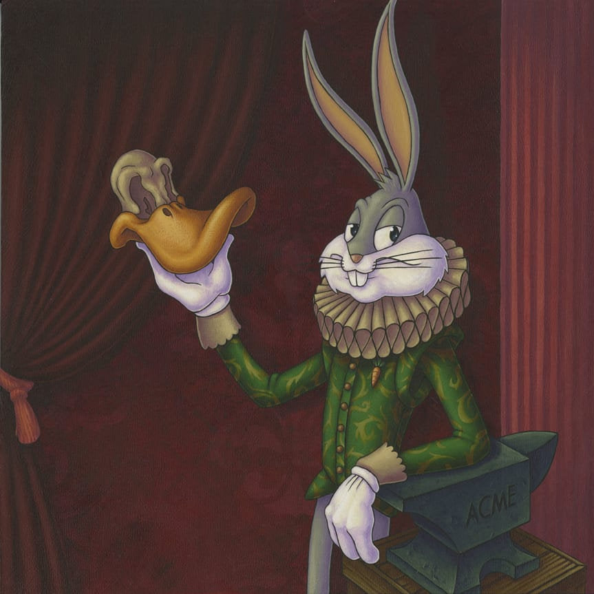 Mike Bilz Signed High Culture Hare Bugs Bunny Warner Brothers Limited Edition of 75 Giclee on Canvas