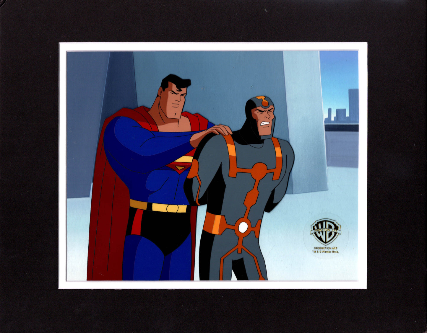 SUPERMAN The Animated Series Animation Cel and Key Master Background from DC and Warner Brothers 19 with Luminus