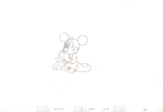 Mickey Mouse 1995 Production Animation Cel Drawing Walt Disney Runaway Brain 77 HUGE!