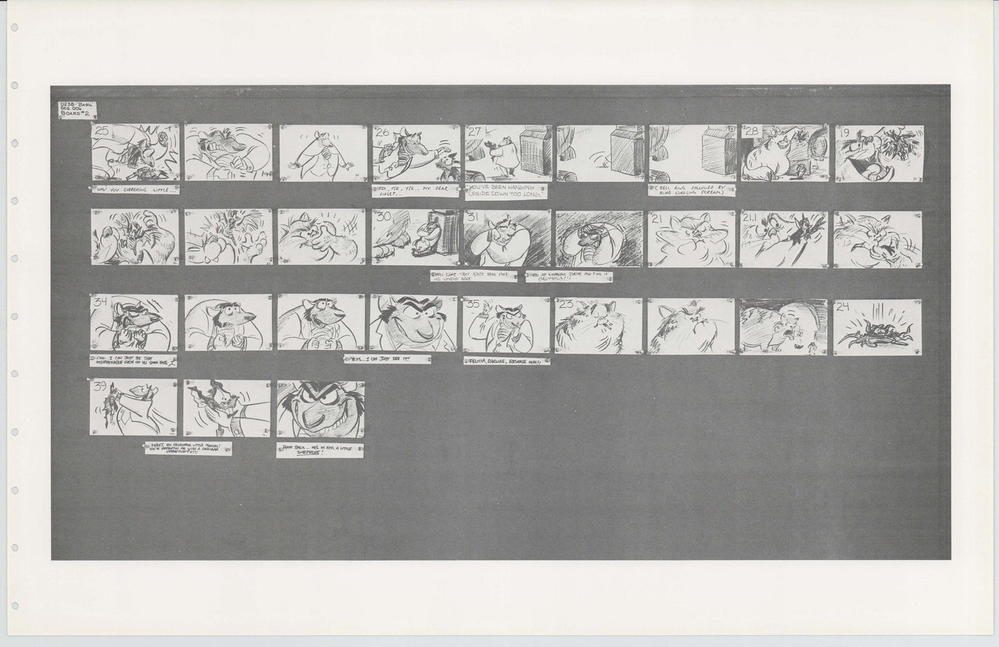 Great Mouse Detective Walt Disney Production Animation Storyboard Sheet 1986 251