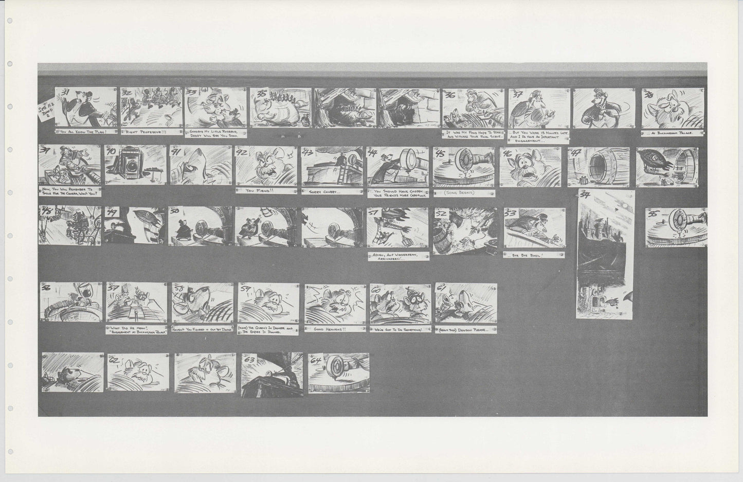Great Mouse Detective Walt Disney Production Animation Storyboard Sheet 1986 260