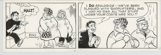 Moon Mullins Original Ink Daily Comic Strip Art signed Ferd Johnson 1974 B3002