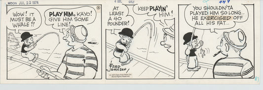 Moon Mullins Original Ink Daily Comic Strip Art signed Ferd Johnson 1974 B3010