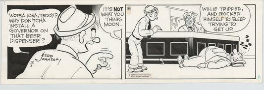 Moon Mullins Original Ink Daily Comic Strip Art signed Ferd Johnson 1974 B3019