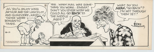 Moon Mullins Original Ink Daily Comic Strip Art signed Ferd Johnson 1974 B3059