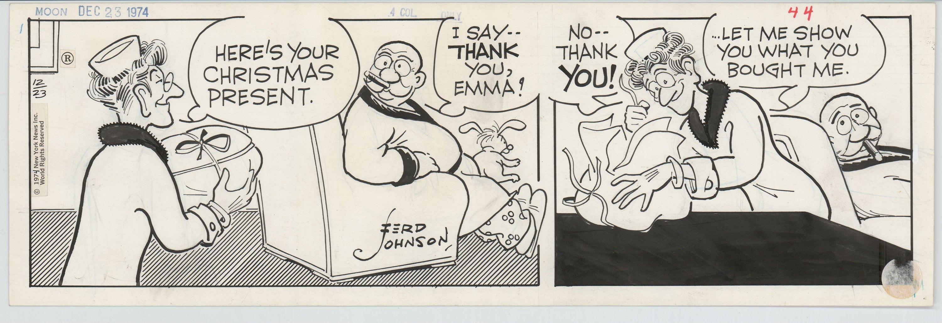 Moon Mullins Original Ink Daily Comic Strip Art Signed Ferd Johnson 19 Charles Scott Gallery