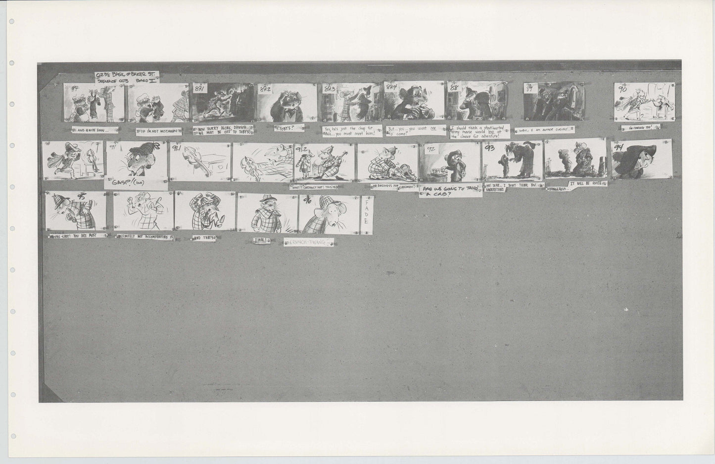 Great Mouse Detective Walt Disney Production Animation Storyboard Sheet 1986 242