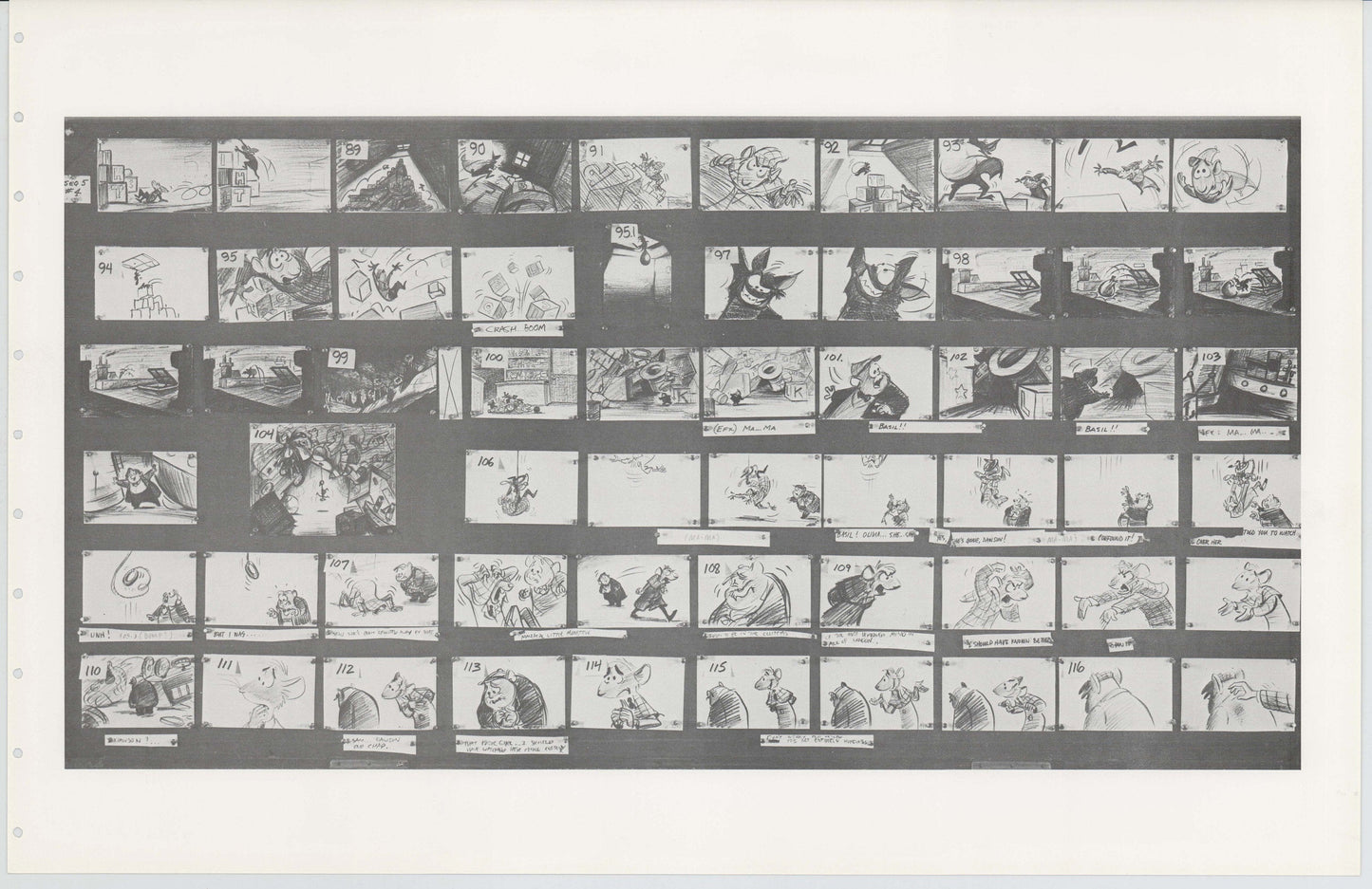 Great Mouse Detective Walt Disney Production Animation Storyboard Sheet 1986 248