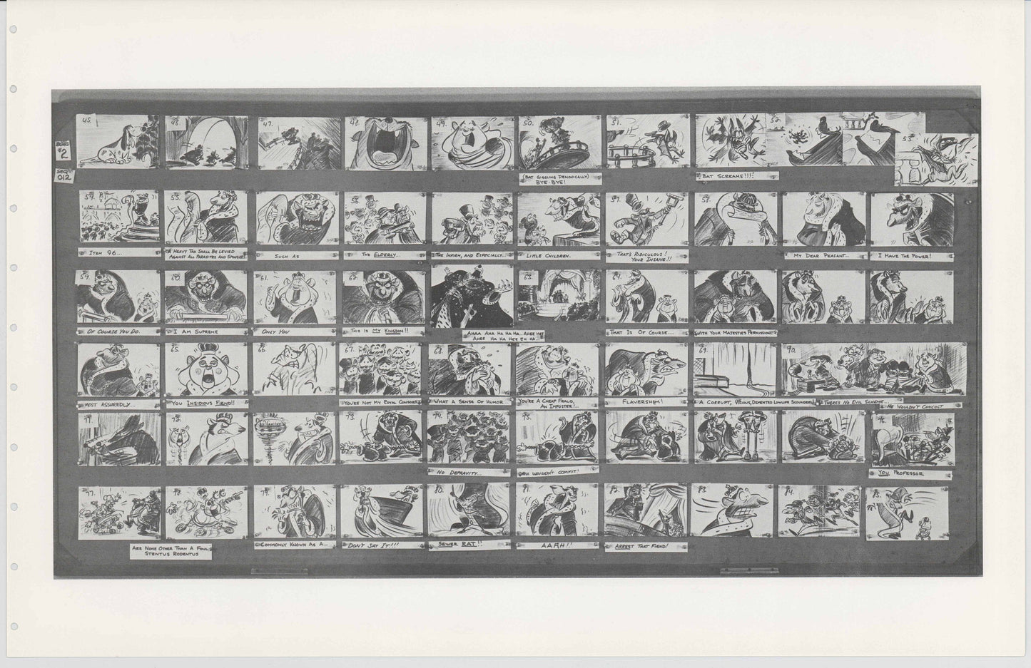 Great Mouse Detective Walt Disney Production Animation Storyboard Sheet 1986 266