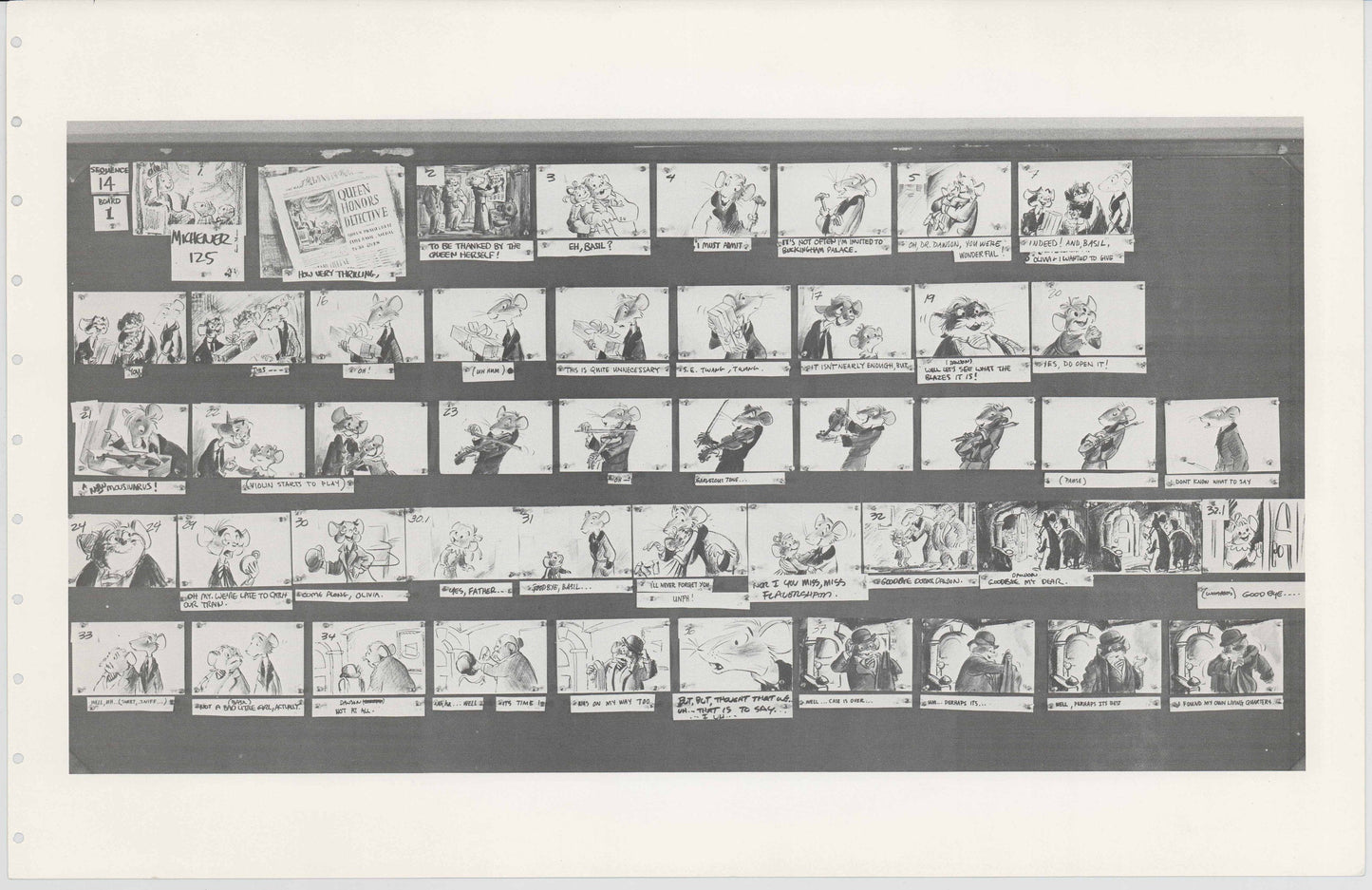 Great Mouse Detective Walt Disney Production Animation Storyboard Sheet 1986 272