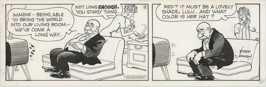 Moon Mullins Original Ink Daily Comic Strip Art signed Ferd Johnson 1974 B3001