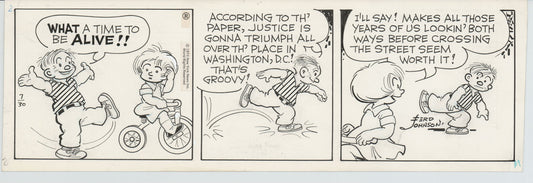 Moon Mullins Original Ink Daily Comic Strip Art signed Ferd Johnson 1974 B3015