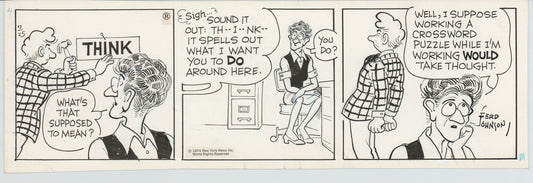 Moon Mullins Original Ink Daily Comic Strip Art signed Ferd Johnson 1974 B3017