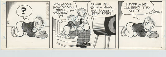 Moon Mullins Original Ink Daily Comic Strip Art signed Ferd Johnson 1973 B3023
