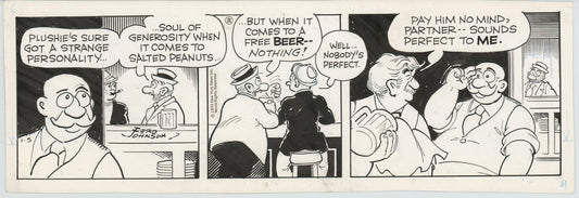 Moon Mullins Original Ink Daily Comic Strip Art signed Ferd Johnson 1974 B3063