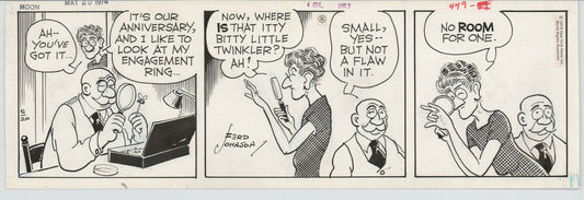 Moon Mullins Original Ink Daily Comic Strip Art signed Ferd Johnson 1974 B3094