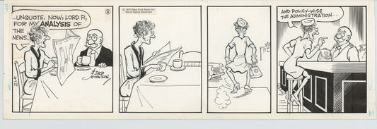 Moon Mullins Original Ink Daily Comic Strip Art signed Ferd Johnson 1973 B3073