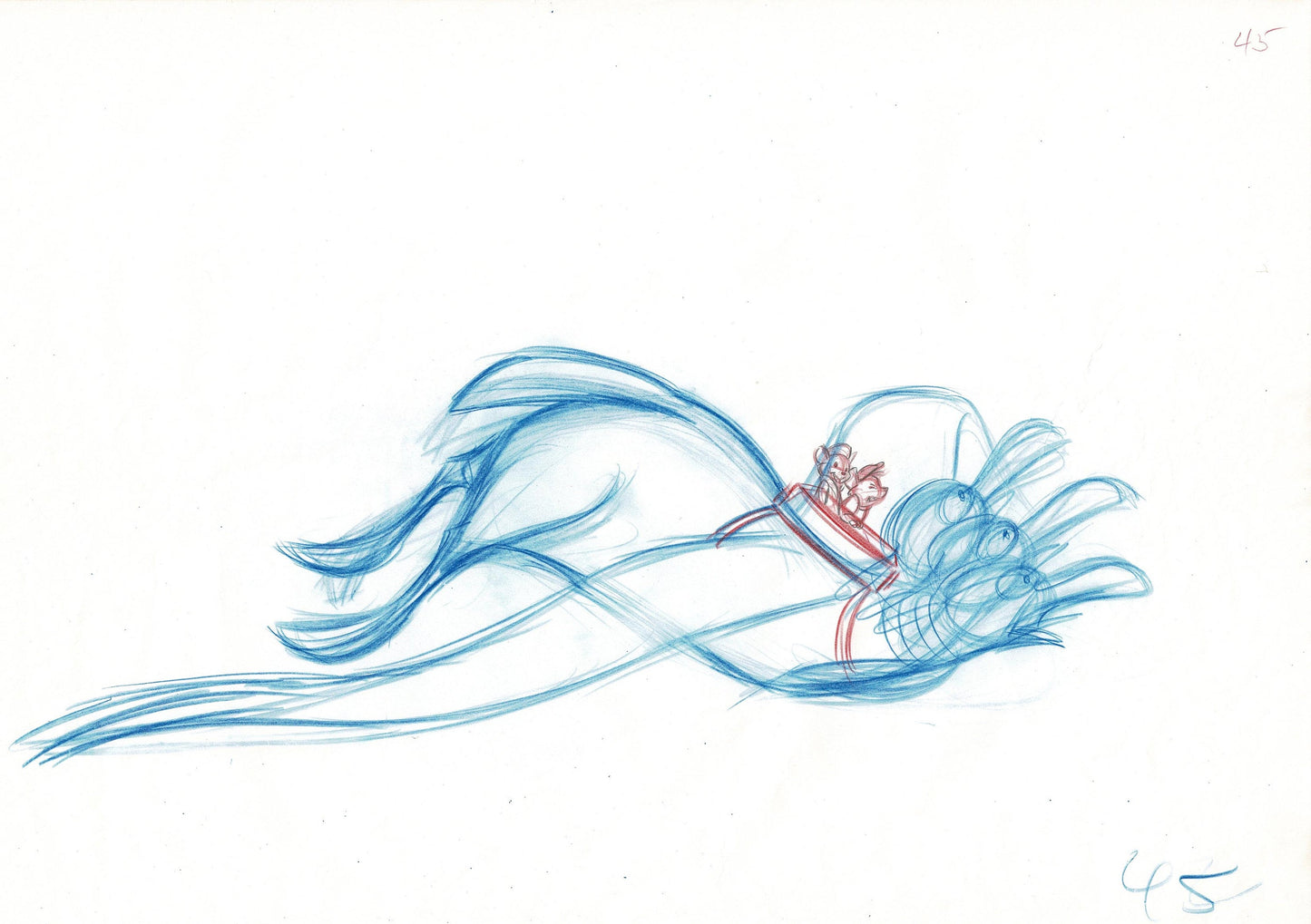 The Rescuers Down Under Wilber Bianca and Bernard 1990 Walt Disney Rough Production Drawing 45
