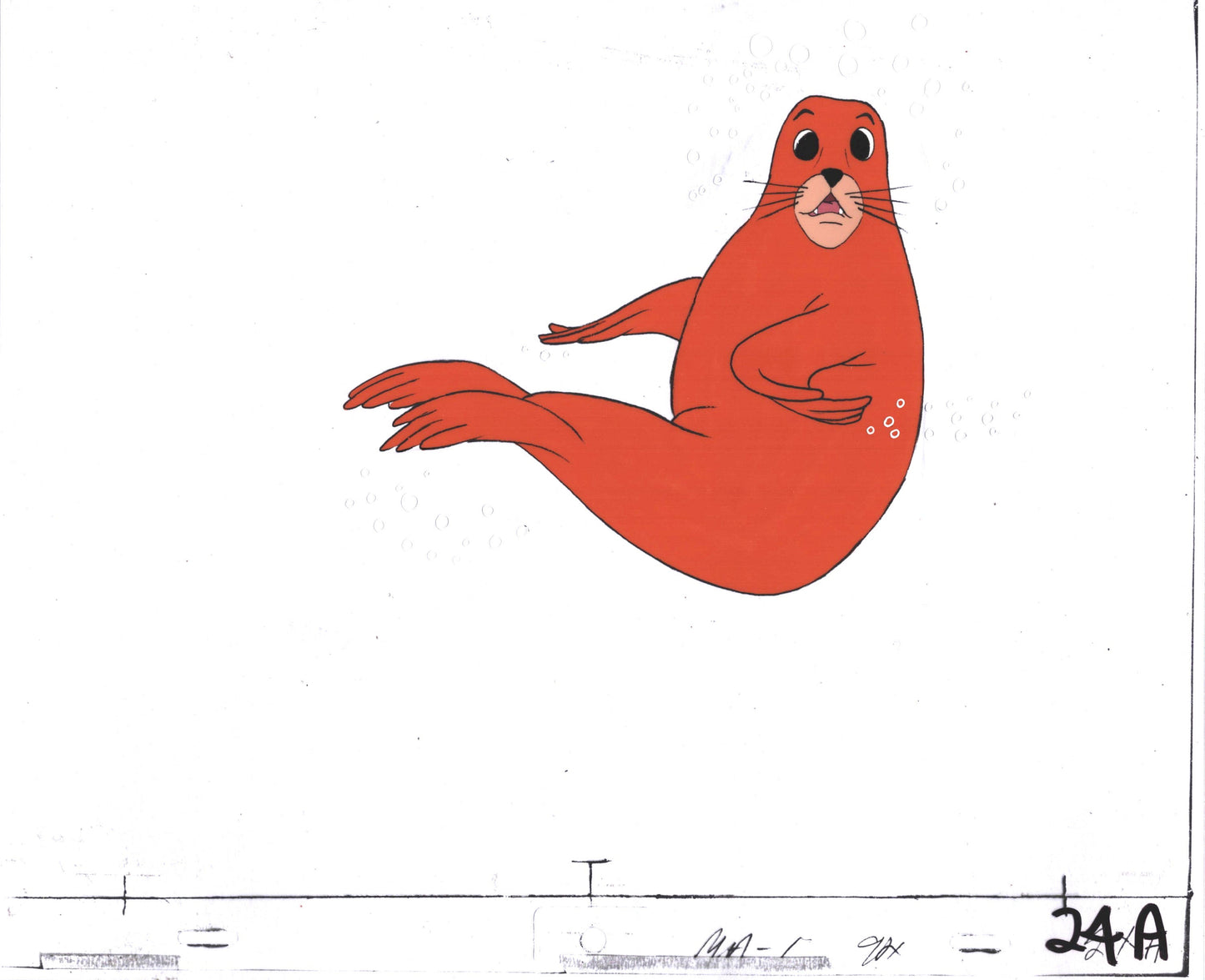 Manta and Moray Whiskers the Seal Production Animation Cel from Filmation 1978-80 b324a