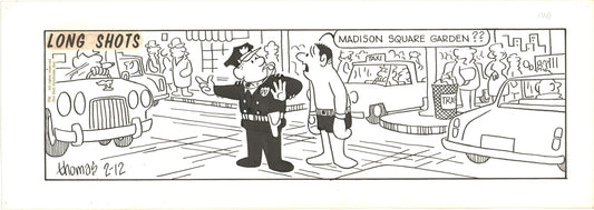 Fred Thomas Signed Long Shots Original Comic Art Strip Panel Cartoon about boxing b4187