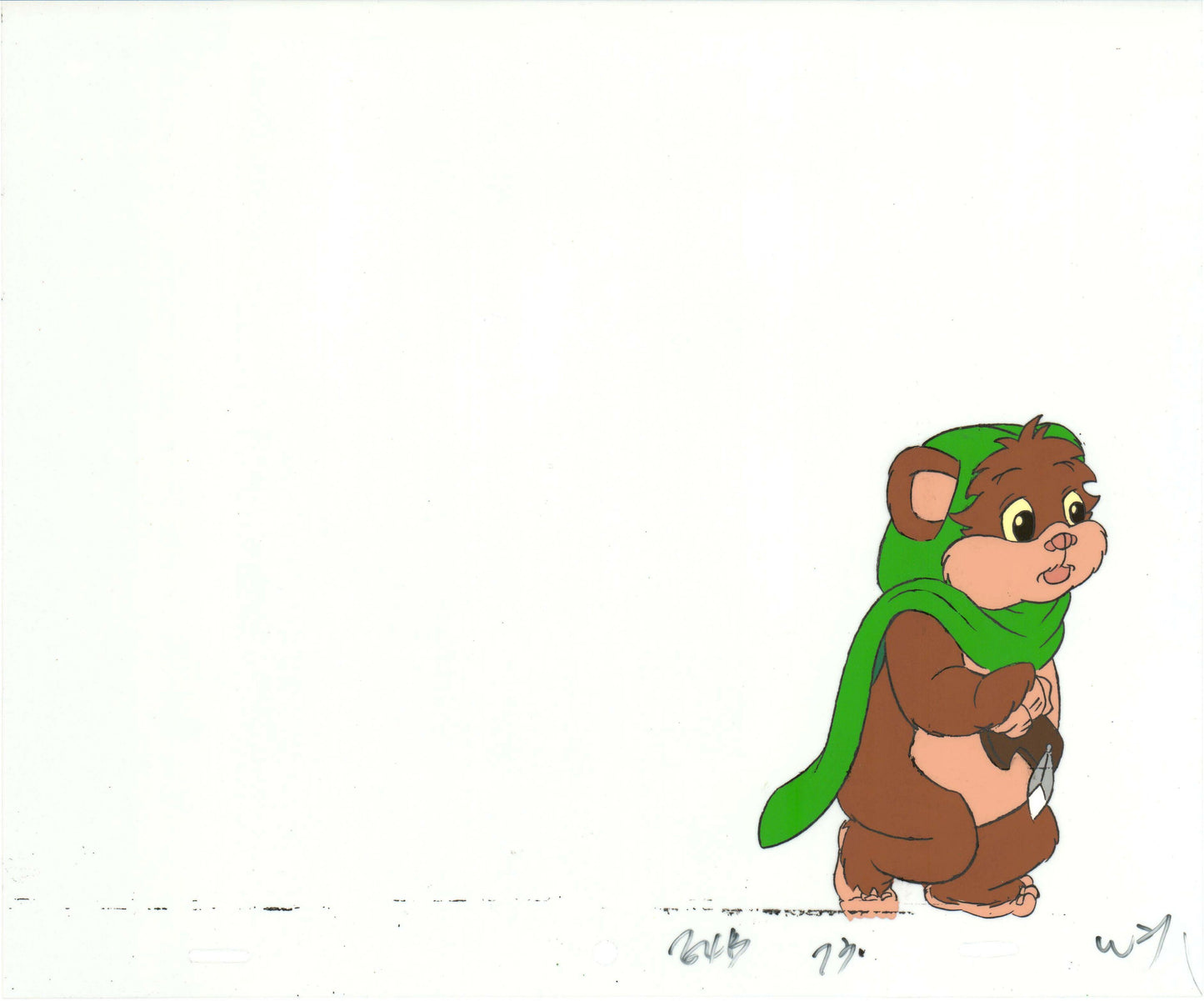 Star Wars: Ewoks Wicket from Season Two Original Production Animation Cel and Drawing from Lucasfilm b5405