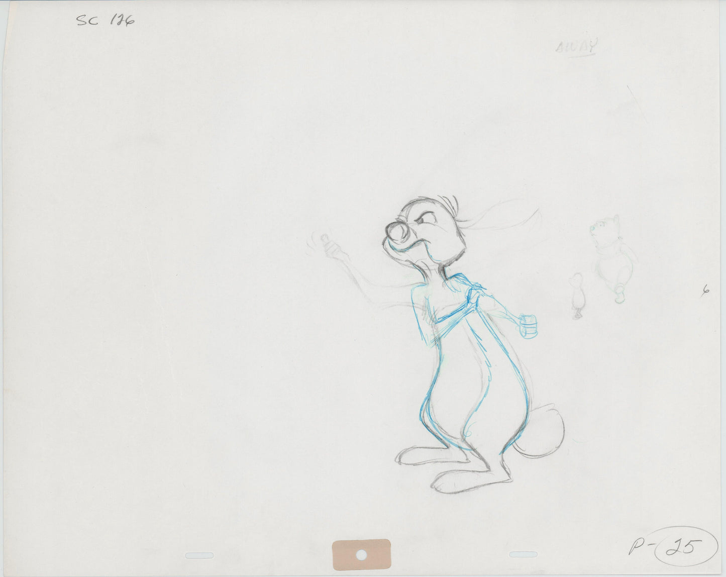 Winnie the Pooh Rabbit Walt Disney Production Animation Cel Drawing b3237