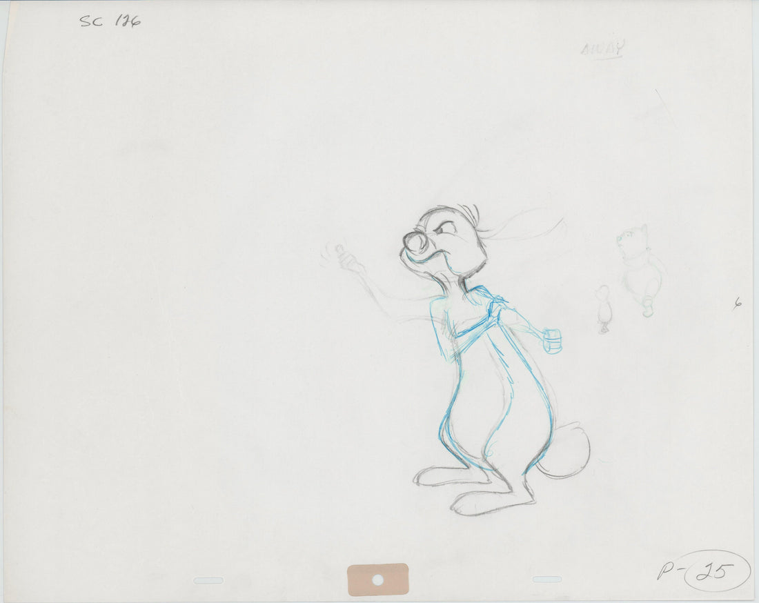 Winnie the Pooh Rabbit Walt Disney Production Animation Cel Drawing b3 ...