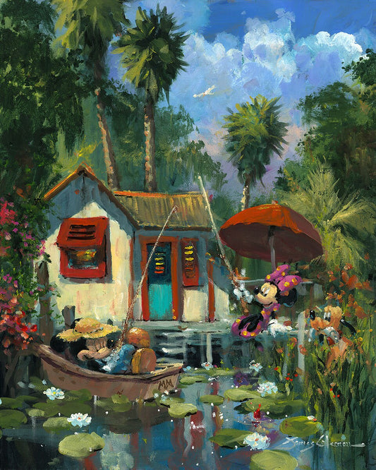 Mickey Mouse Minnie Mouse Walt Disney Fine Art James Coleman Signed Limited Edition of 195 Print on Canvas "Florida Fishin'" REGULAR ED