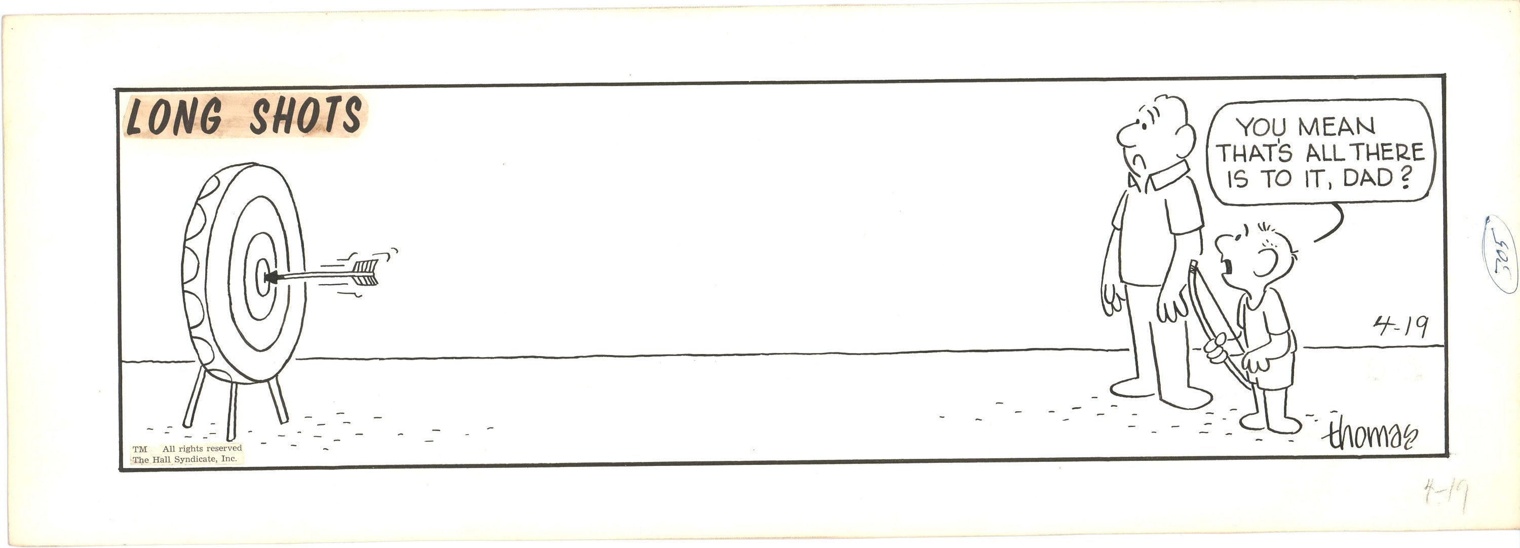Fred Thomas Signed Long Shots Original Comic Art Strip Panel Cartoon a ...