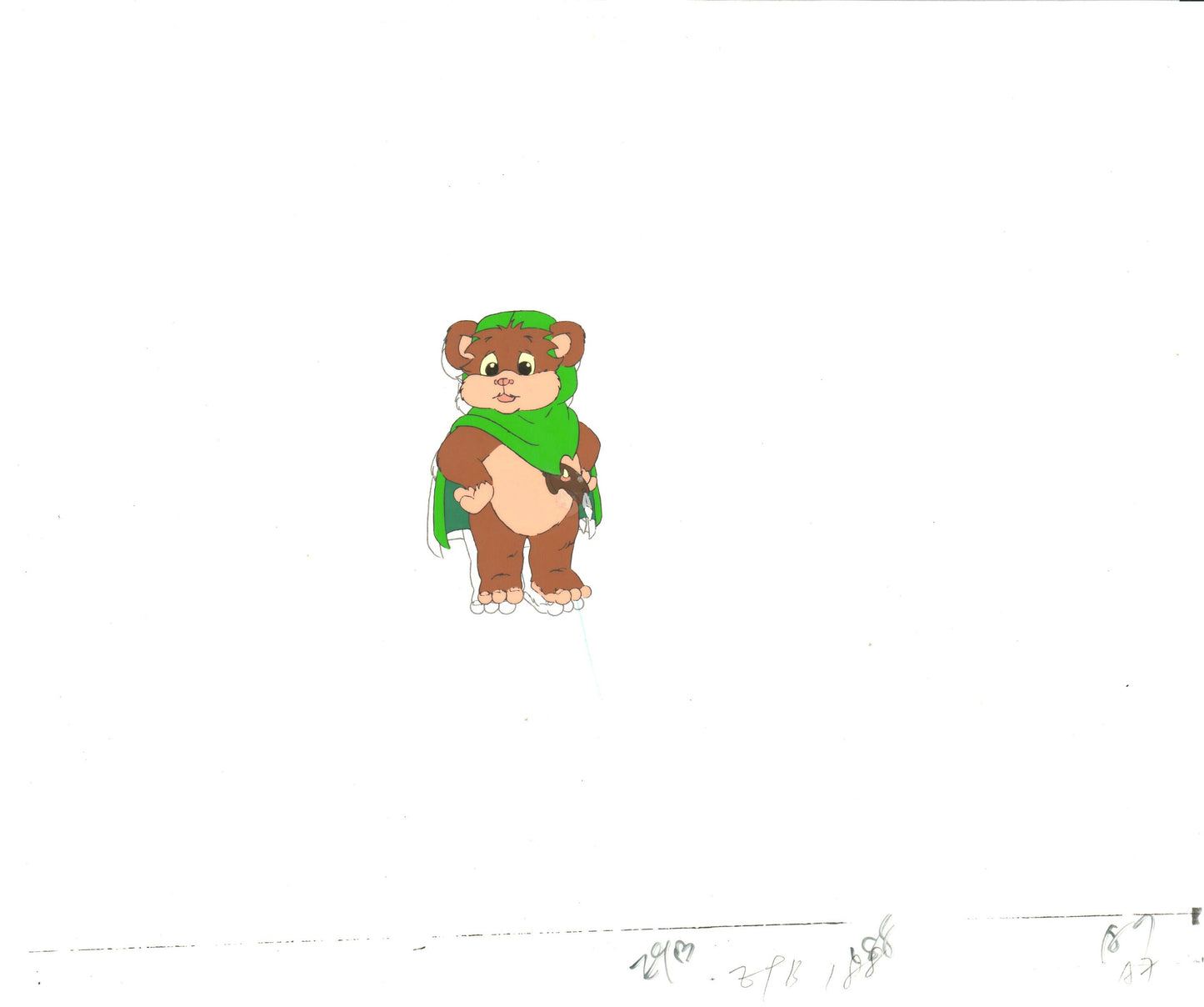 Star Wars: Ewoks Wicket from Season Two Original Production Animation Cel with Stuck Drawing from Lucasfilm b5521